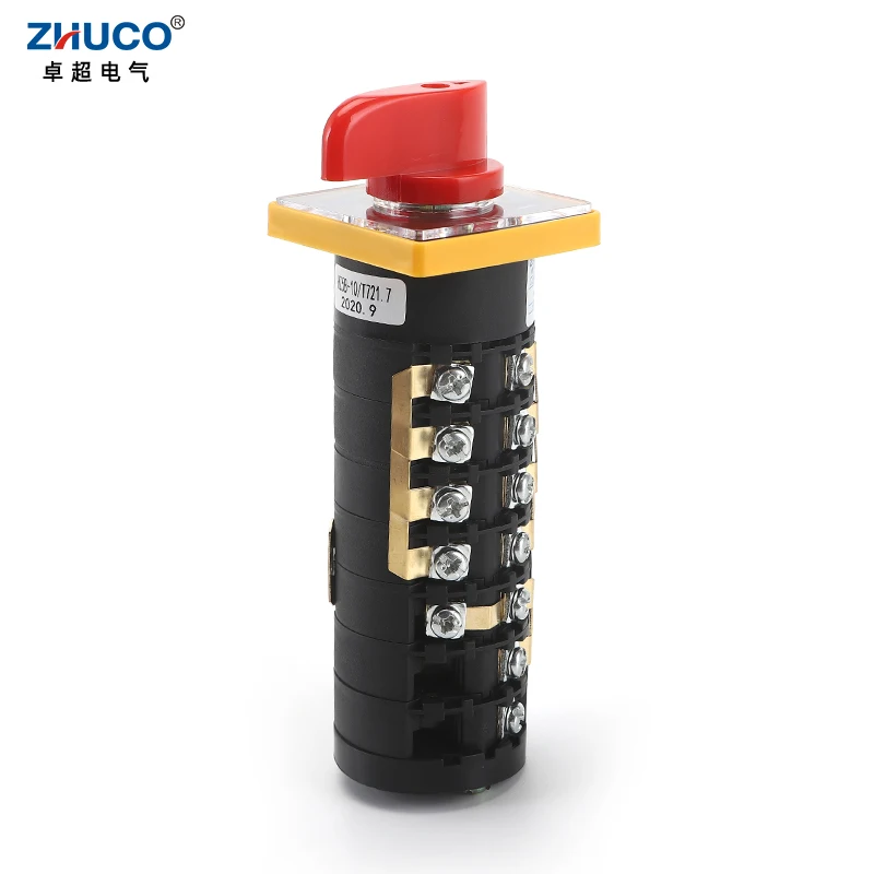 ZHUCO HZ5B-10/T721.7 10A 5 Positions 7 Poles 28 Screws Universal Rotary Cam Changeover Reversing Combination Switch