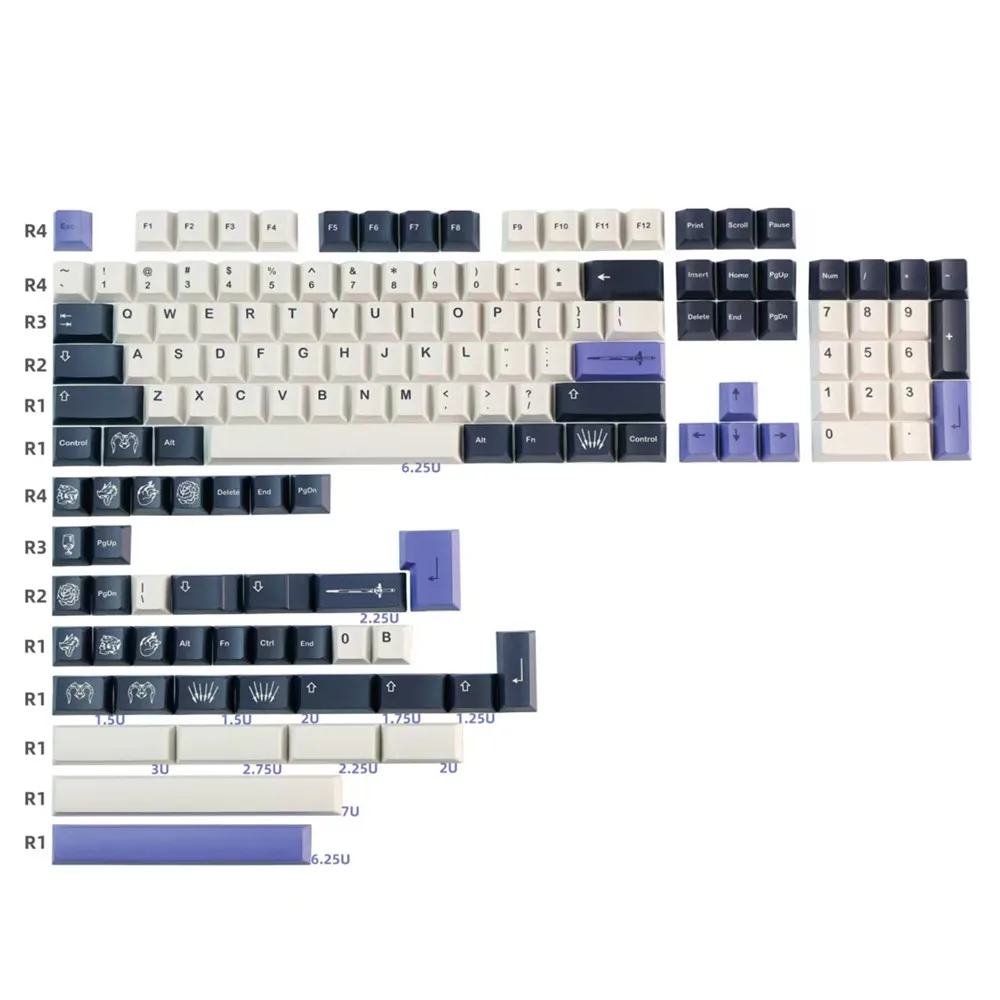 142 kunci GMK naga penyihir Keycap Set Cherry profil PBT pewarna Subbed Keycap untuk GH60 GK61 GK64 RK84 RK87 Keyboard mekanik