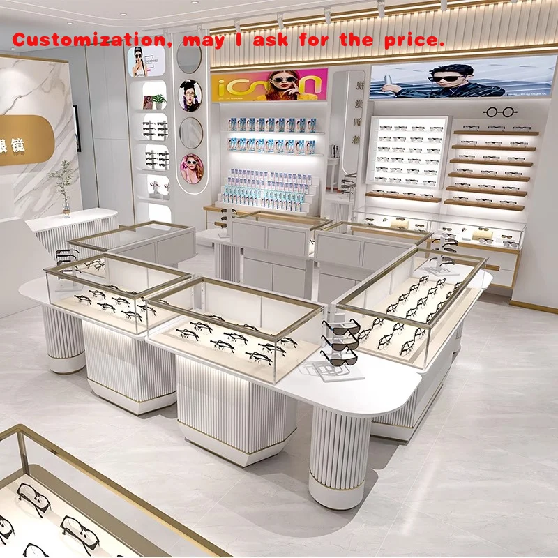 custom.Light Luxury Glasses Cabinet Myopia Glasses Sunglasses Sunglass Shop Display Cabinet Whole Shop Custom Glass Counter