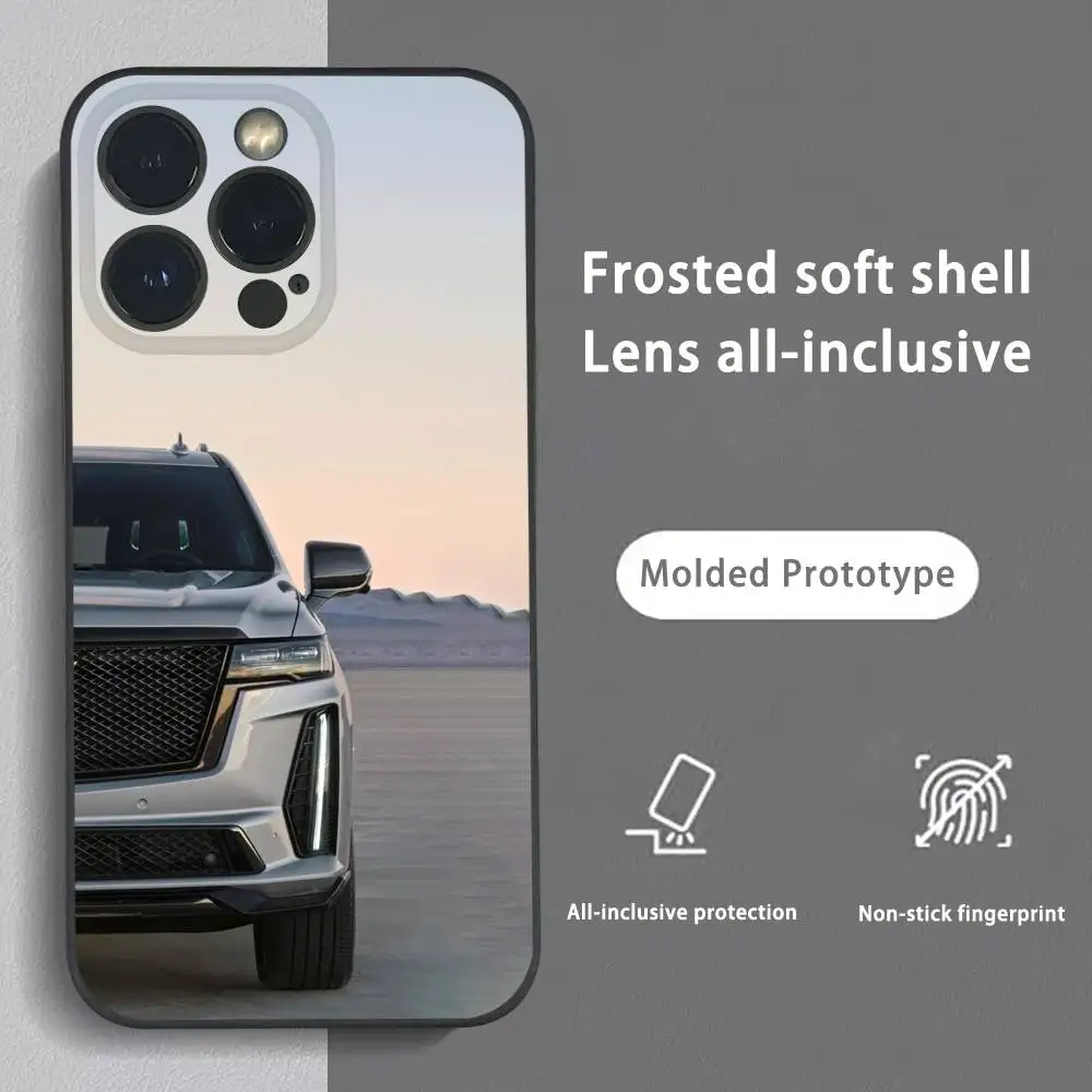 Mode Luxus Auto Marke Cool C-CadillacES Telefon Fall Für IPhone 16 15 14 13 Pro Max Plus Mini Schwarz mattiert Soft Shell Funda