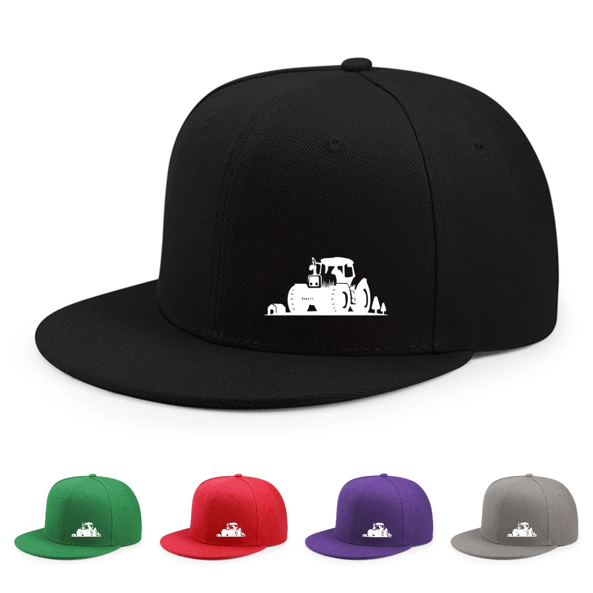 Tractor Graphic Unisex Baseball Cap Adjustable Snapback Polyester Hip Hop Hat