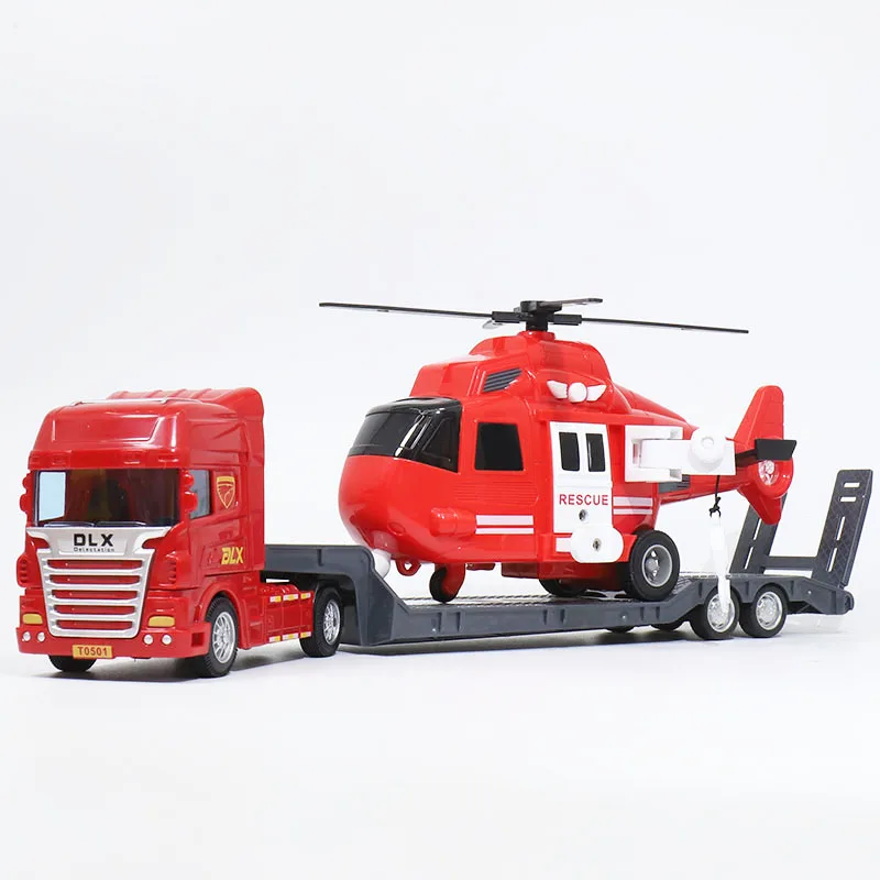 1: 50 plastic flat trailer model,engineering transport vehicle,cartoon helicopter toys,hot sale children's toys,wholesale