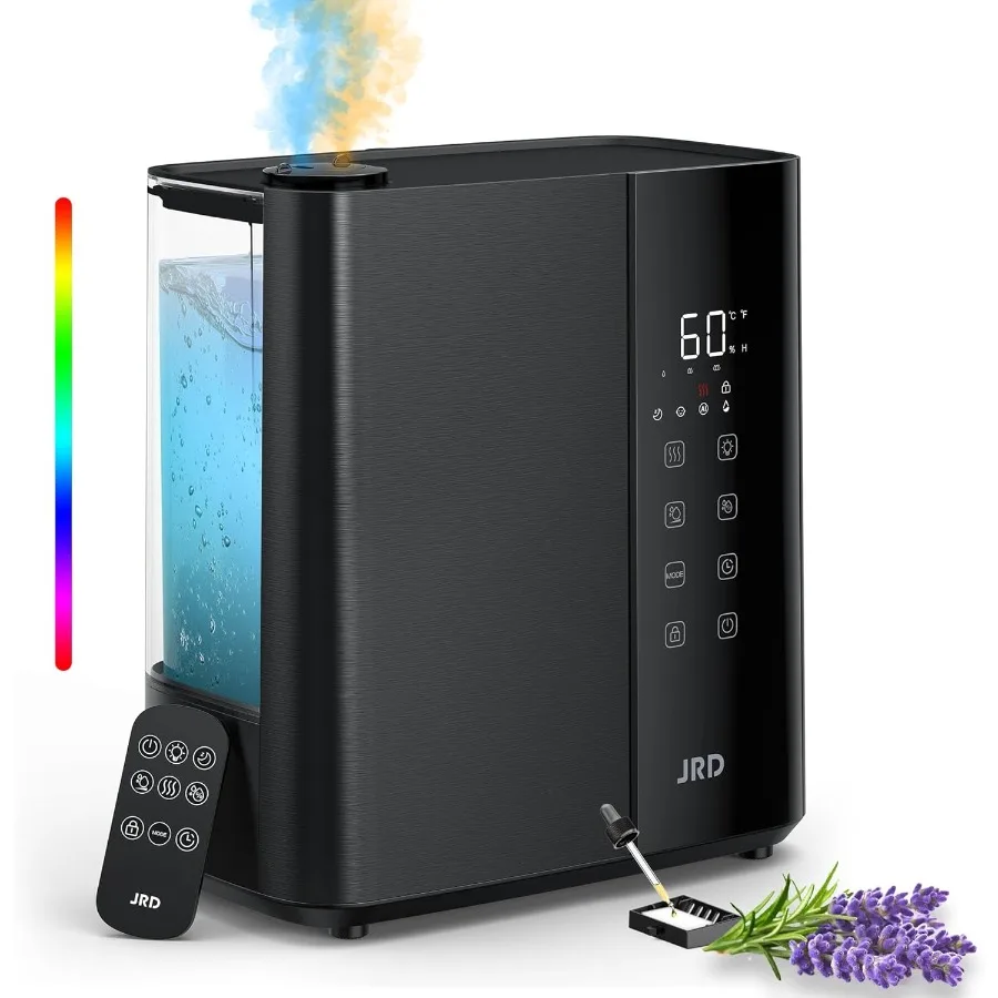 

Warm Cool Mist Humidifiers for Bedroom 5L Quiet Ultrasonic Air Humidifier Fast Symptom Relief 50H Runtime Oil Diffuser 12H Time