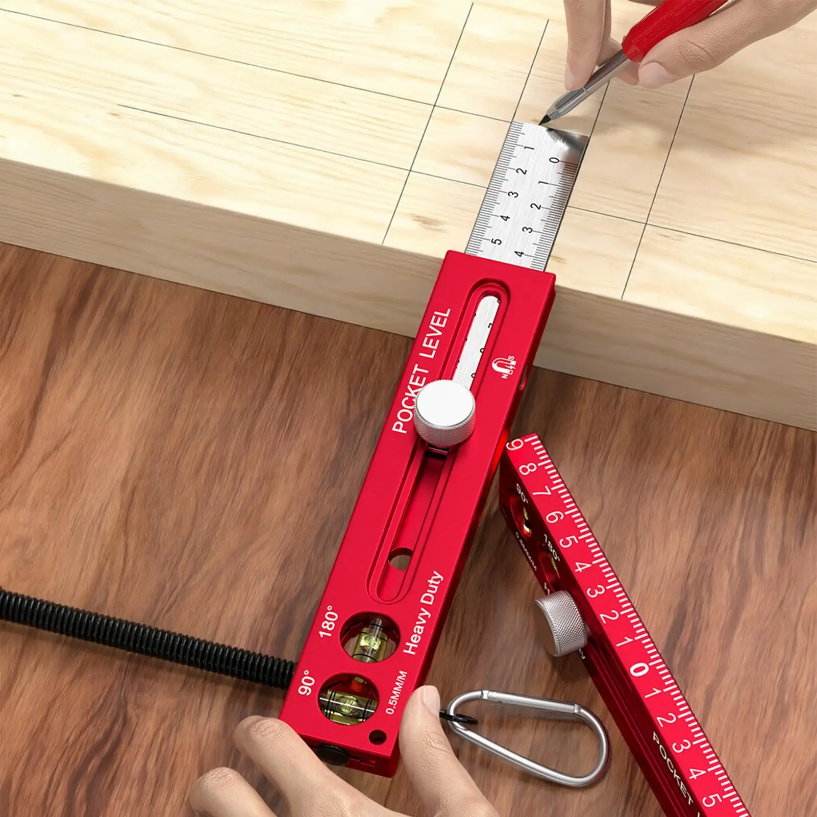 Woodworking Ruler Magnetic Horizontal Gauge Carpenter Ruler with Metric and Imperial Scale for Cutting Marking Carpenter