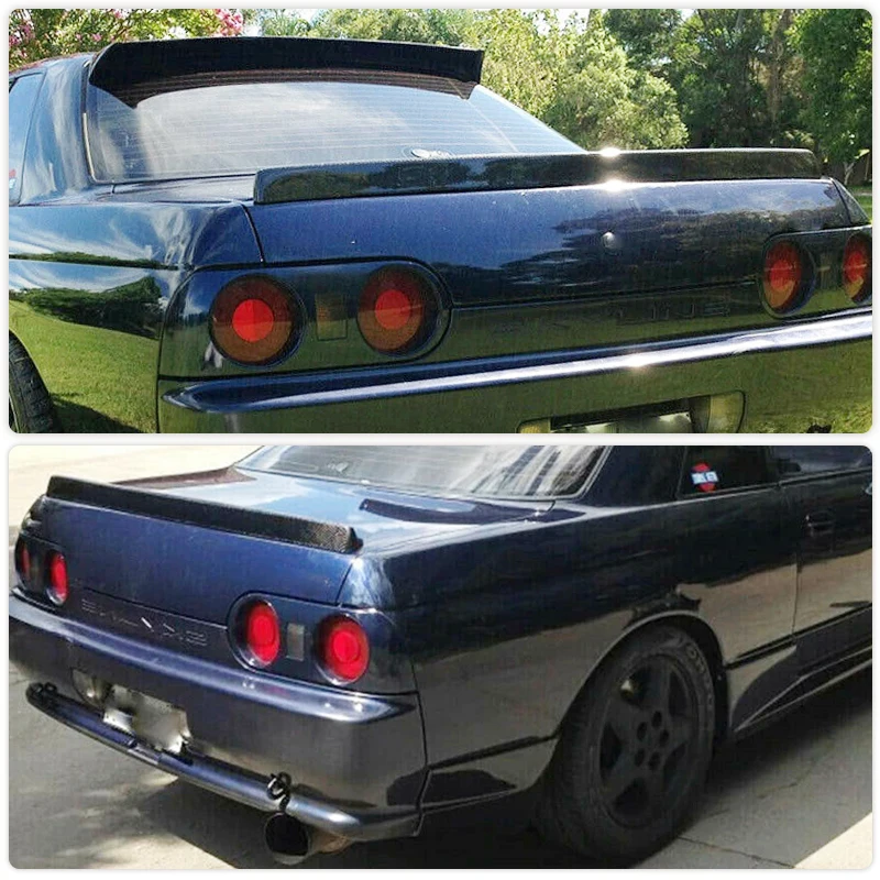 ألياف الكربون الخلفي الجذع المفسد أجنحة لنيسان سكايلاين R32 GTR 1989-1994 سيارة الخلفي سبويلر سباق التمهيد الجناح الشفاه طقم الجسم #2