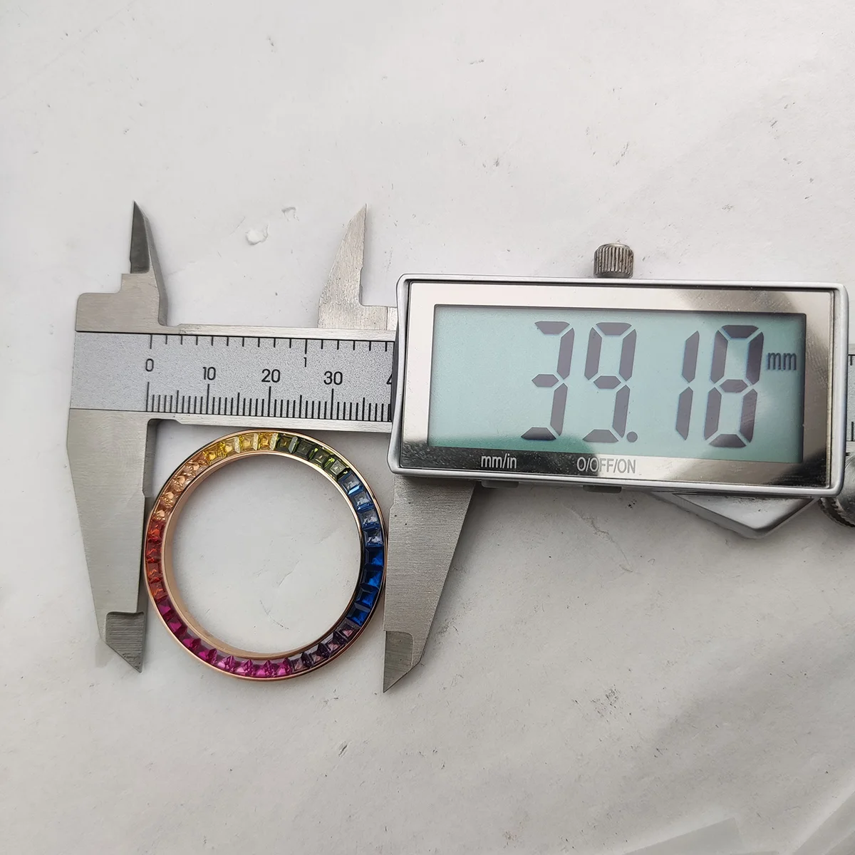 Boîtier de montre à quartz avec insert en diamant incliné, lunette étendue, 39.18x30.78mm, DNonomcirculation, VK63