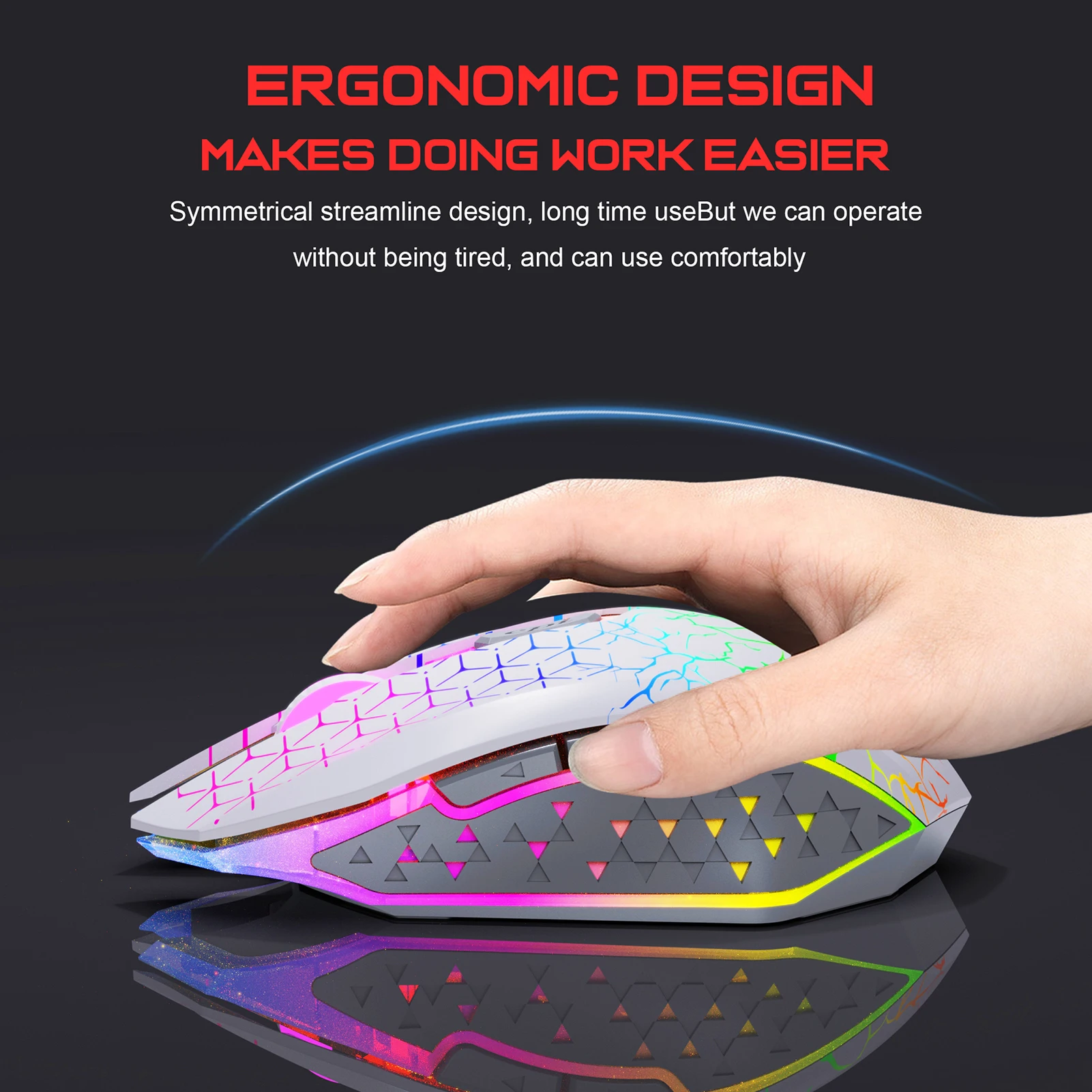 Dual-Mode Wireless Mice 2.4G+BT5.2 Quiet Computer Mice with 7 Color Backlight Portable USB Cordless Gaming Mouse Controller