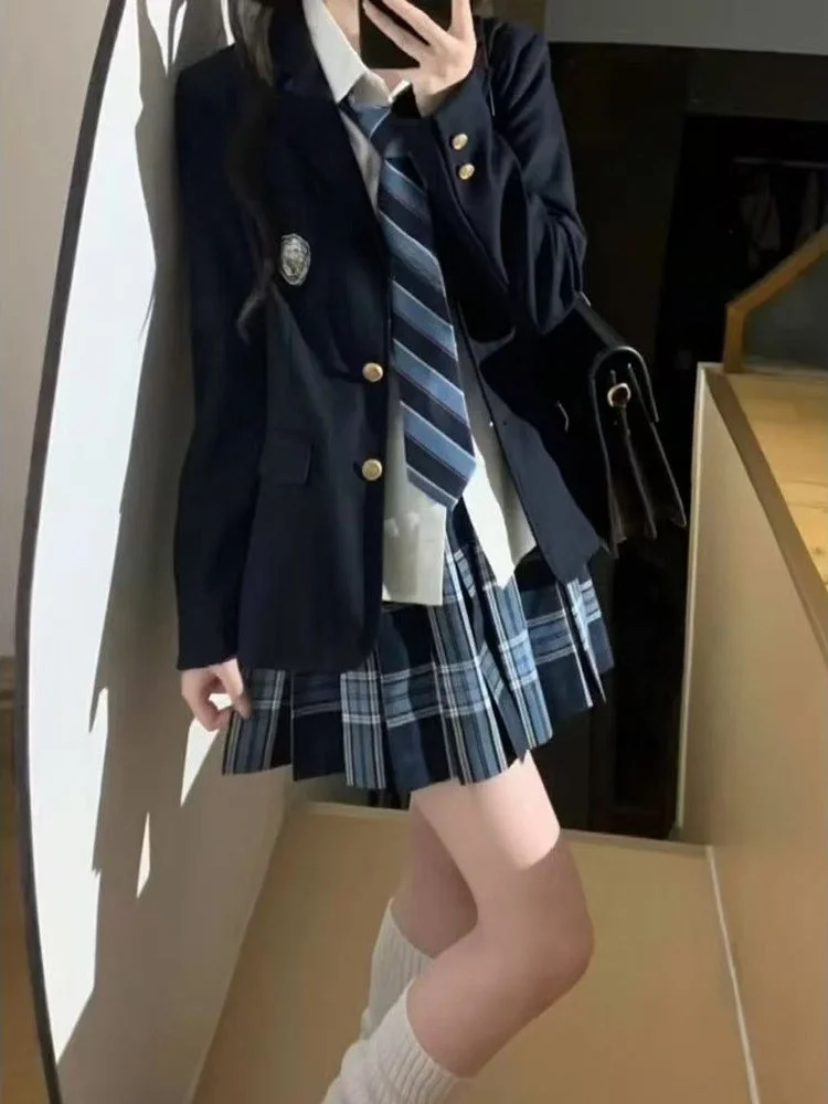 

Anime Japanese Sle School orm Jk orm Light Blue Tee Buttoned Suit Jaet College Autumn Winter School Supply JK S...