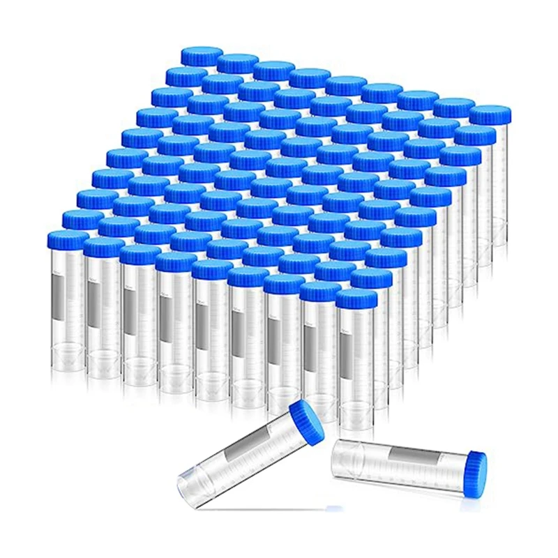 

100 Count 50Ml Centrifuge Tubes With Screw Caps Test Tubes Lids Polypropylene Laboratory Tubes,For Science Experiments