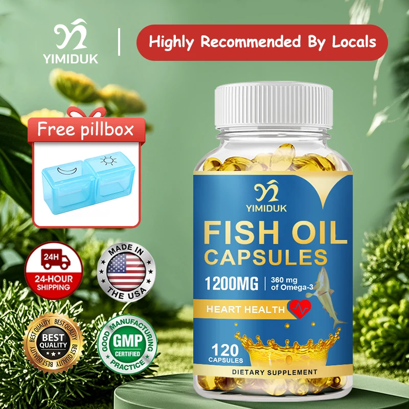

Yimiduk Extra Strength Fish Oil Capsules, with Omega-3, Support Brain Focus, Skin Health & Prenatal, Joint Mobility, Women & Men