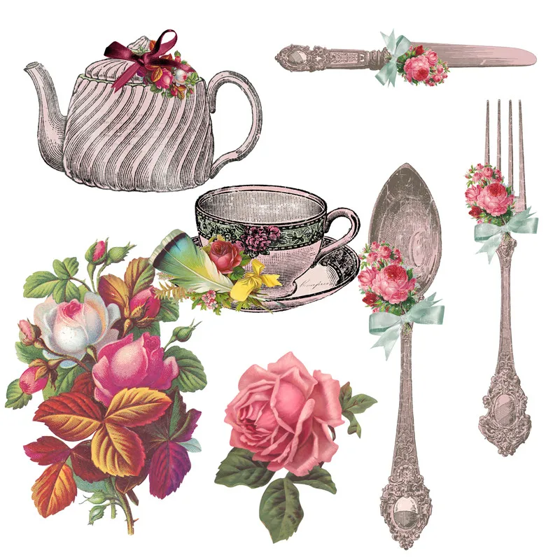 

Стикеры в стиле ретро дворцового дня и чая, 7 цветов