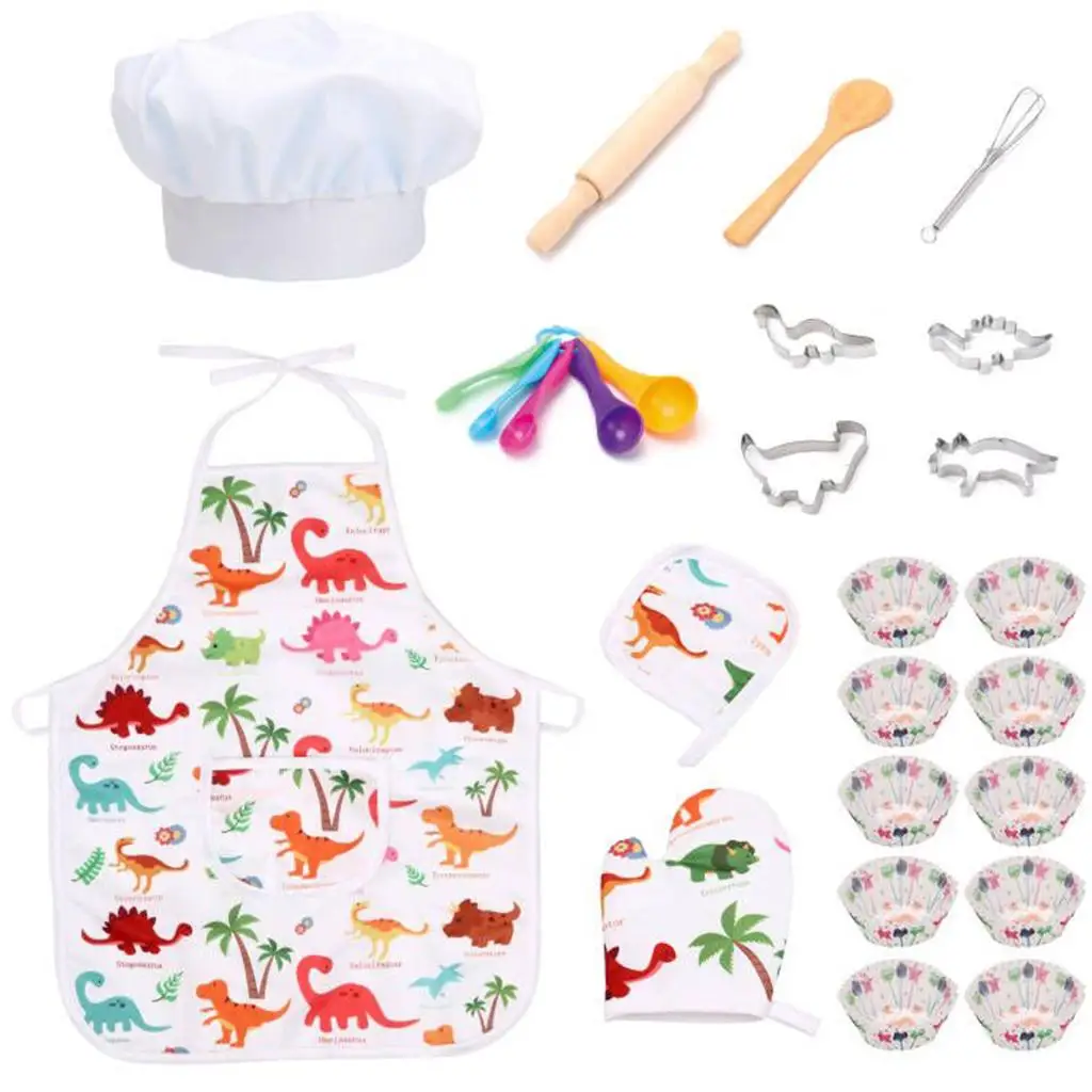 25x Roleplay Kids Chef Costume Set Baking Accessories Complete Cooking Gift Toys Hot Pad cook Uniform for Kitchen Age 4, 5, 6+ view 4