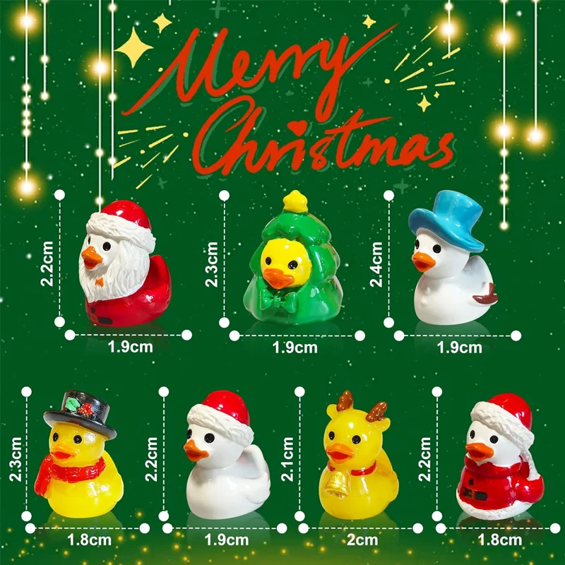 4/8pcs Cute Mini Resin Christmas Duck Miniatures