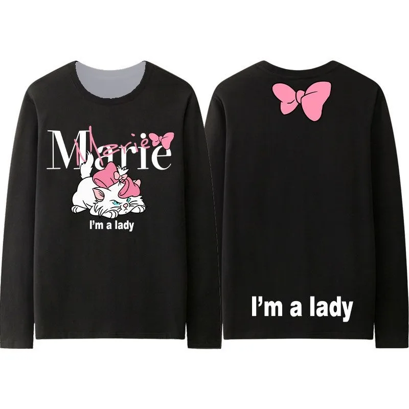 

Новинка 2023 года, осенняя одежда для девочек Disney Mary Cat, спортивная одежда с 3D принтом, дышащая быстросохнущая футболка с длинными рукавами, топ