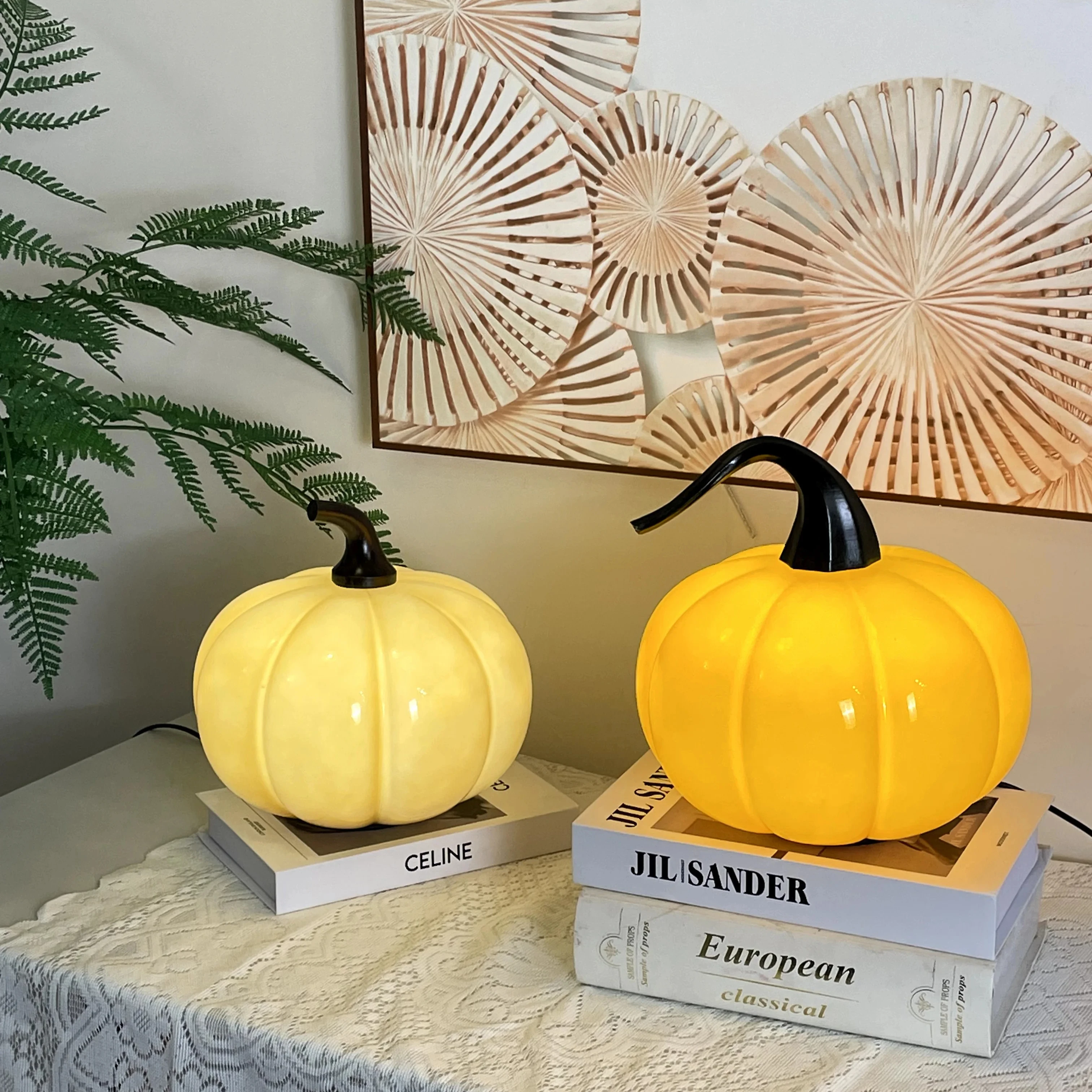 

Американская ретро-настольная лампа в форме тыквы для спальни, креативный ночник для гостиной, декоративная стеклянная настольная лампа