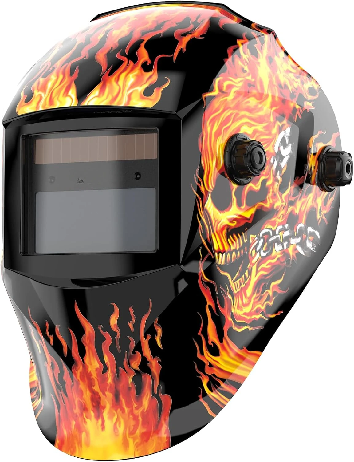 

Welding Helmet Auto Darkening Solar Powered with Adjustable Shade 4/9-13 for TIG MIG ARC Flaming Skull Design Welder Mask