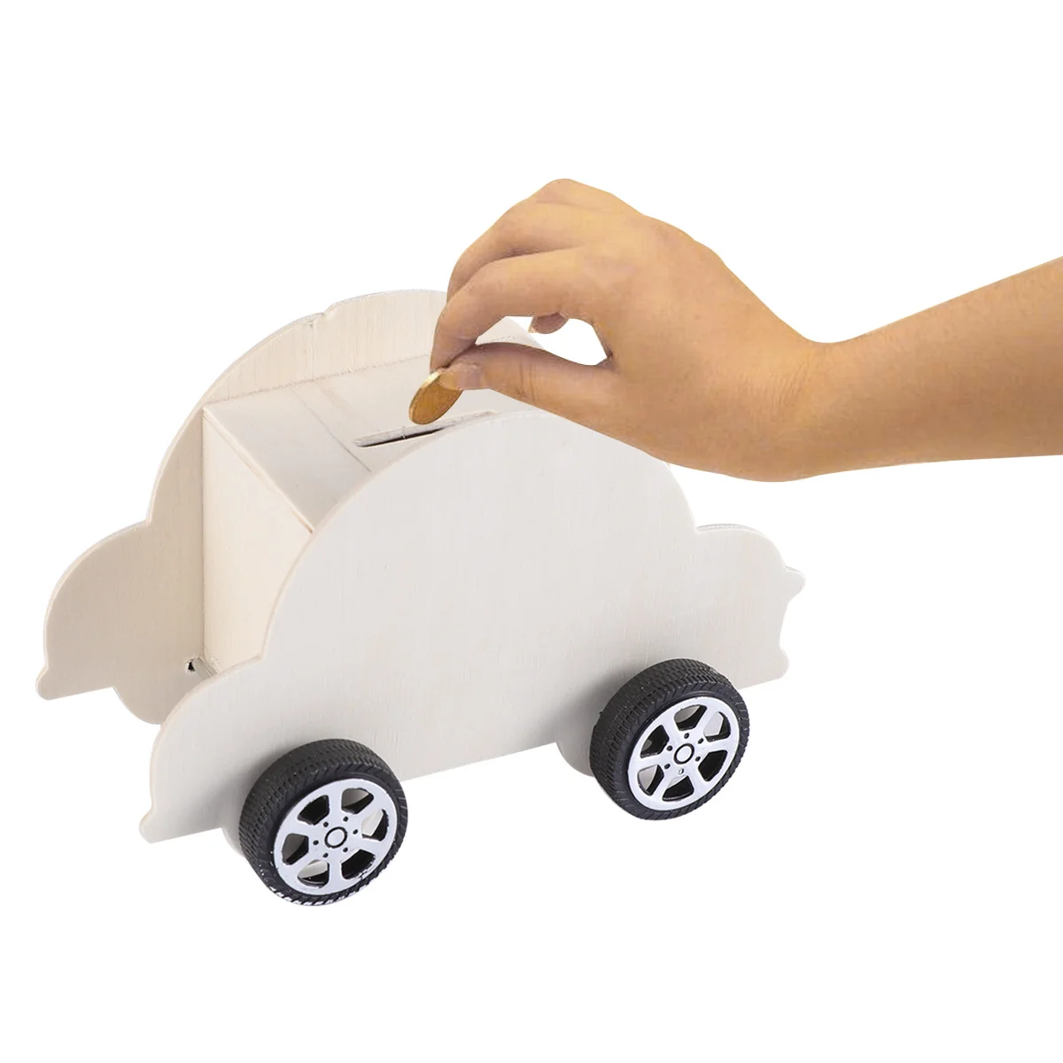 Pot d'épargne en bois en forme de voiture pour enfants, bricolage, peinture colorée, artisanat, banque de pièces éducative, tirelire en bois