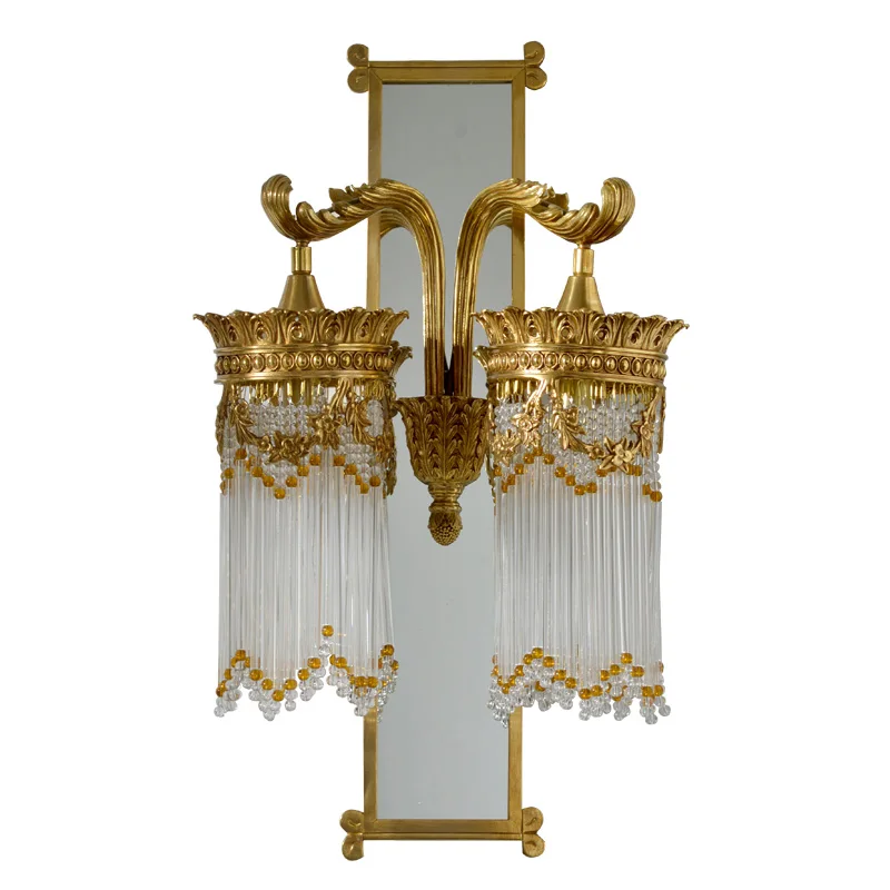 European Classical Bedside Wall Lamp with 2 Light Emitting Diodes Modern Wall Lamp and Mirror Old School Style Decorative