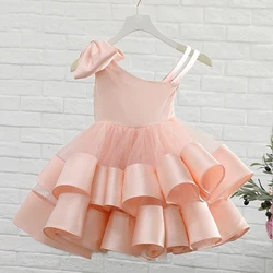 Baby Girl Pink Fluffy Birthday Party Dress Toddler Summer Princess Gown Fashion Clothes For Infant Girls Holiday Evening Costume