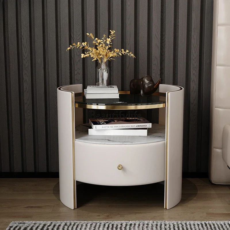 

FG11*Bedside table Modern simple Italian light luxury round glass storage locker