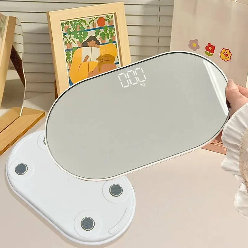for Small Electronic Scale High Precision Body Fat Scale Cartoon Design Mirror Surface Rechargeable Human Body Weighing Meter