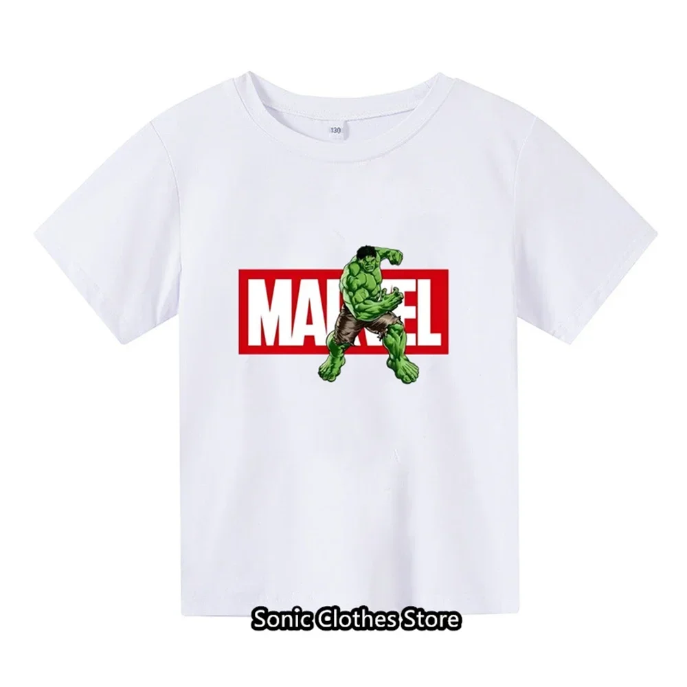 2024 Summer New Hulk Pattern Boys and Girls Children's Printed T-shirt Children's Summer Fashion Short sleeved T-shirt