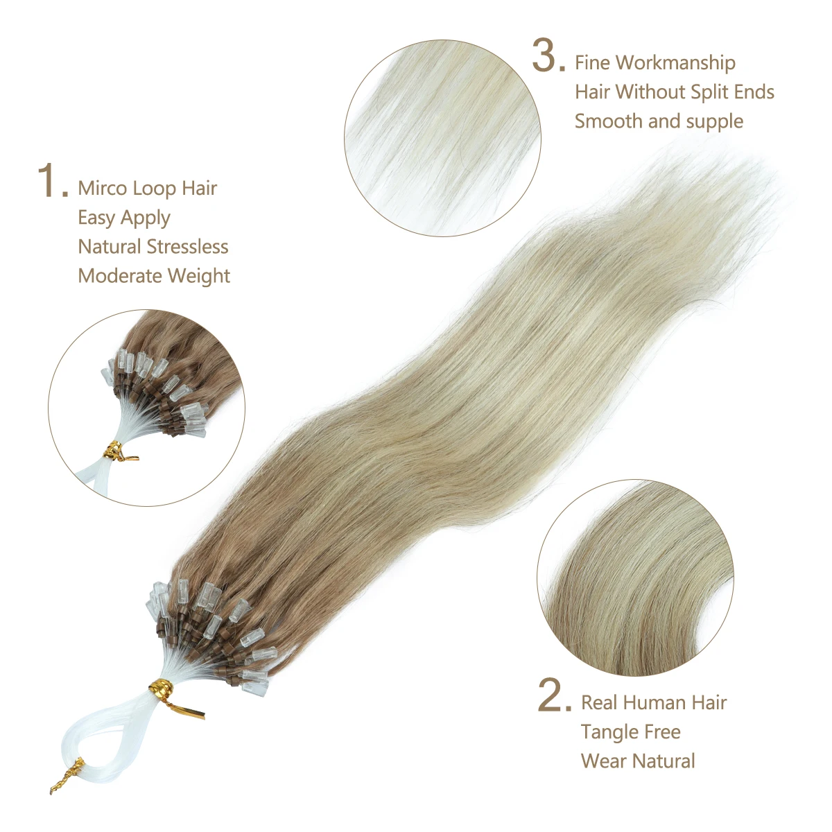 オンブレカラー I チップストレート人毛エクステンションケラチンヘアホットプレボンドマイクロビーズヘア女性用 12-20 インチ 50 個/パック