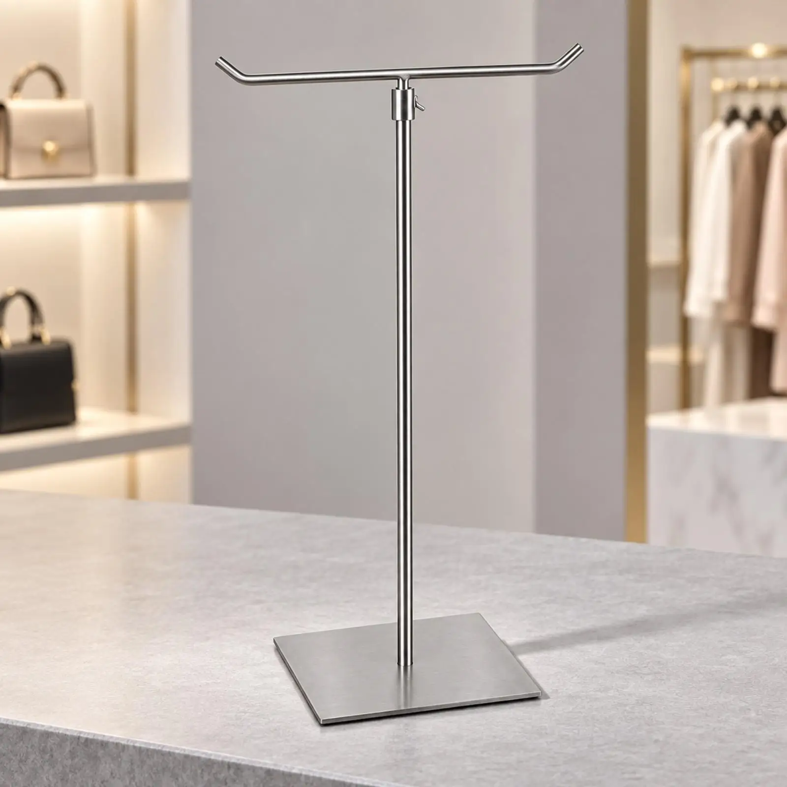 Adjustable Scarf Rack Stainless Steel Display Stand Cross Design Double Bar for Handbags Shoulder Bags Jewelry Retail Store