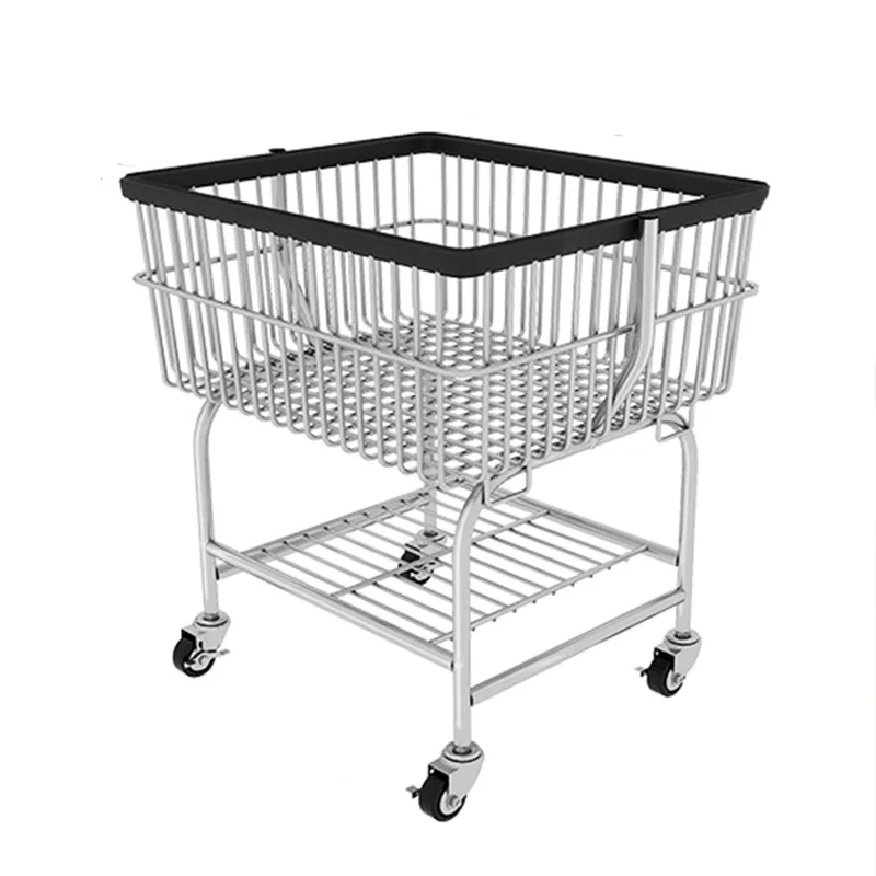 

Modern Metal Dirty Clothes Basket with Wheeled Mobile Hanger in Bedroom