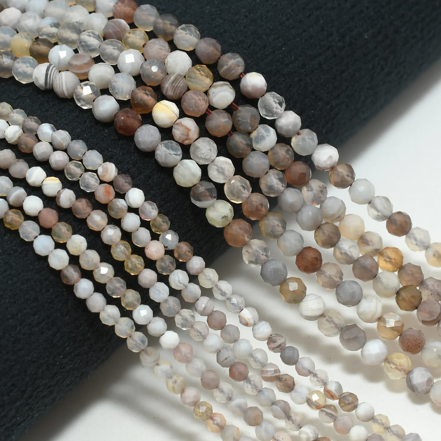 Natural Botswana Agate Faceted Round Beads 2.4mm/3.4mm