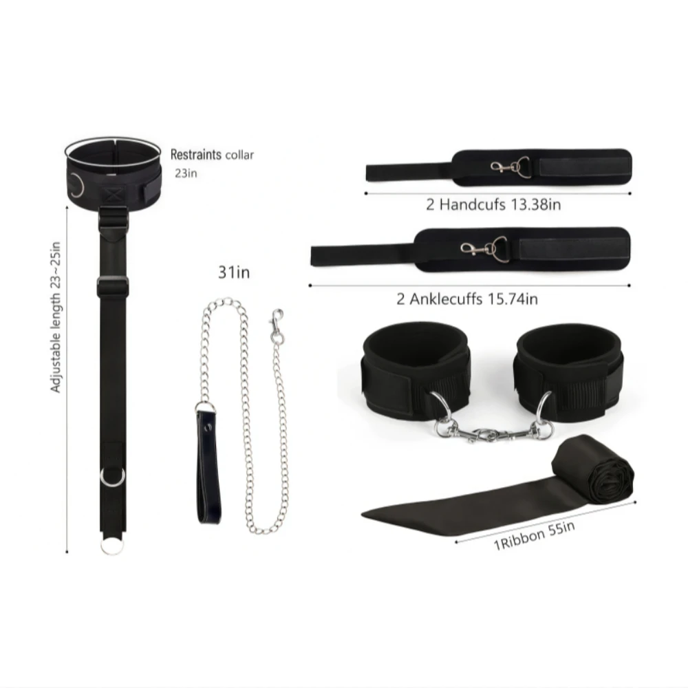 拘束セット BDSM セックストイ 手錠 アイマスク チェーン 首輪 首から手首まで セックストイ 男女兼用 調整可能
