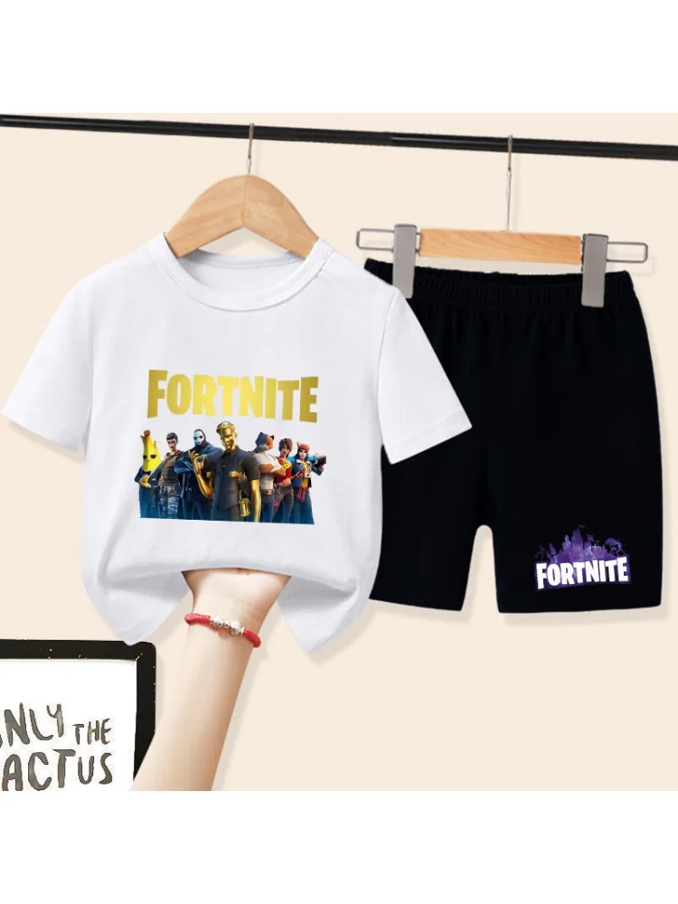 Fortnites série T-shirt short costume pour enfants jeu chaud haut et pantalon ensemble été mignon maison vêtements de détente tenue cadeau d'anniversaire