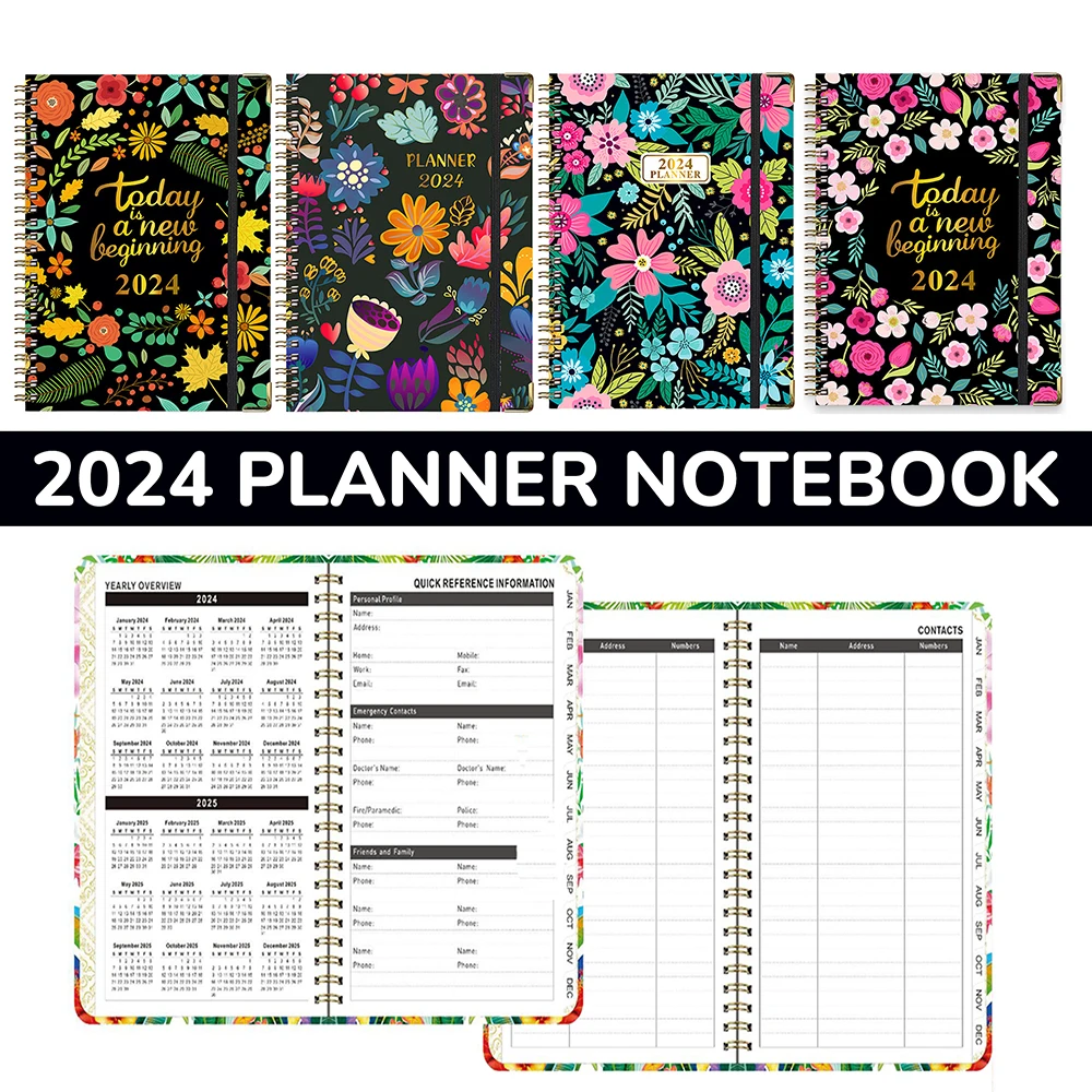 

2024 English Notebook A5 Planner Coil Notebook Agenda Journal Notepad Stationery Office School Supplies