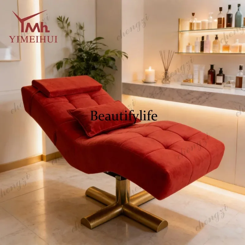 TTT New design adjustable Lifting Velvet Synthetic Leather pink eyelash bed electric beauty salon lash bed facial chair camilla