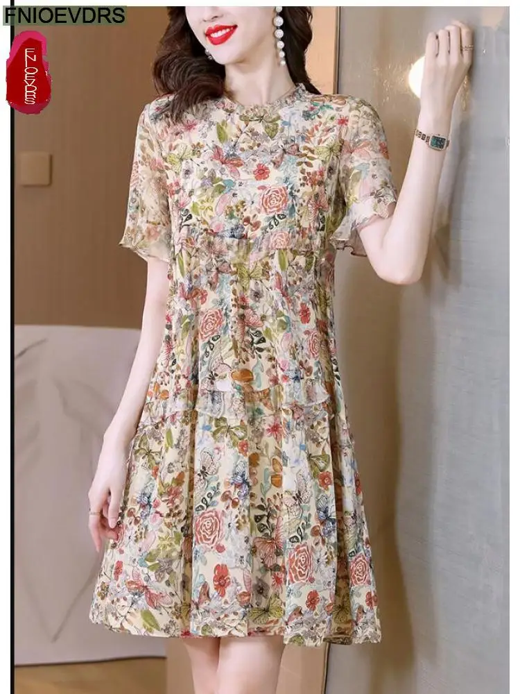 M-4XL Romantische Franse Bloem Ruches Elegante Jurken Vrouwen 2023 Zomer Vakantie Vintage Retro Bloemenprint Vrouwelijke Vestidos