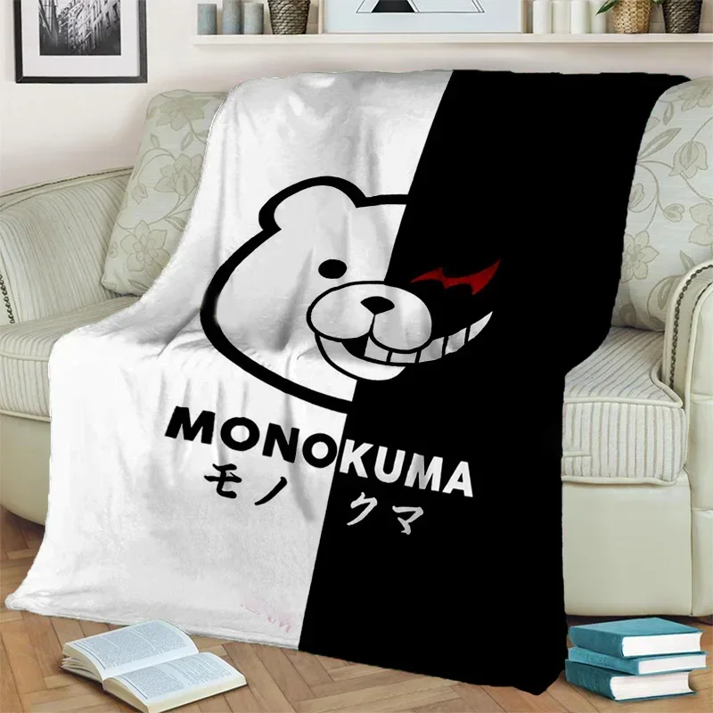 Anime Danganronpa Monokuma Print Flannel Blanket Game Custom Blanket Plush Flannel Bed Home Throw Sofa Blanket Children Gift