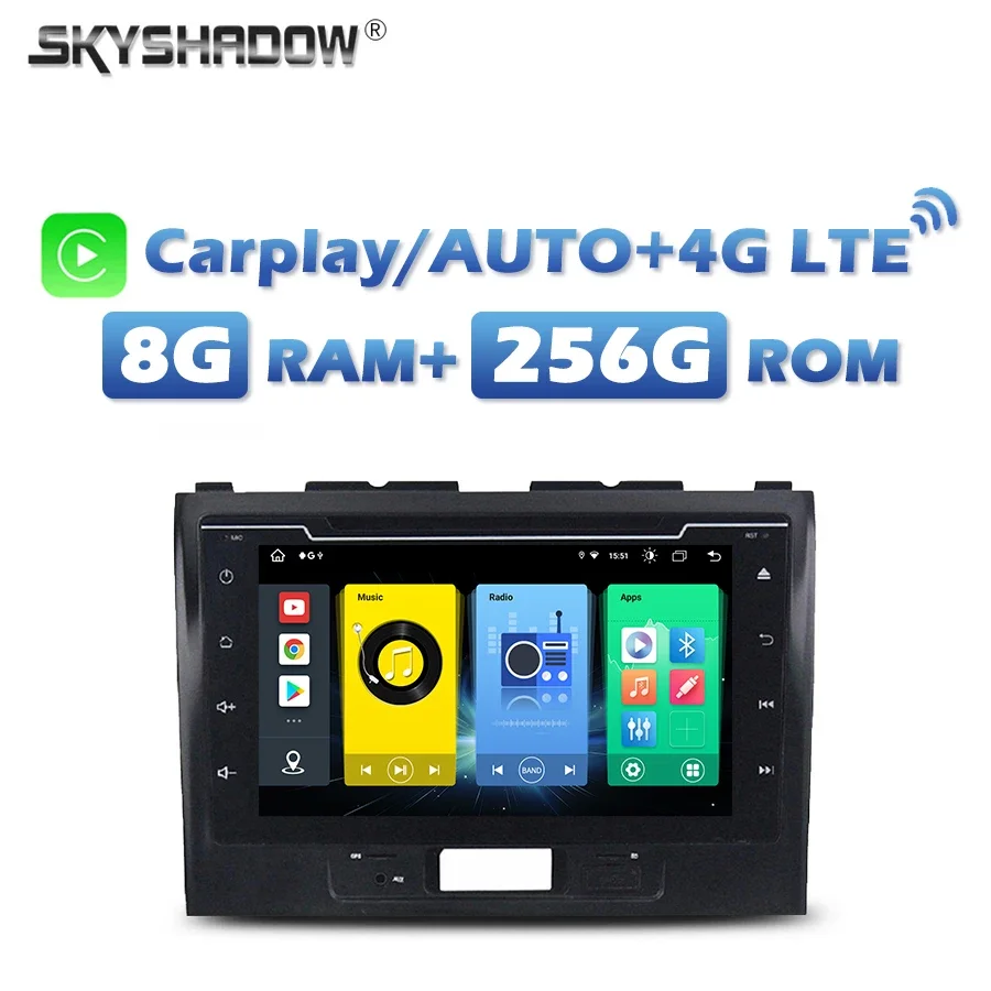 4G SIM 720P Carplay Auto Android 13.0 8G+256G Car DVD Player DSP GPS RDS Radio wifi Bluetooth For SUZUKI Wagon R 2016 2017 2018