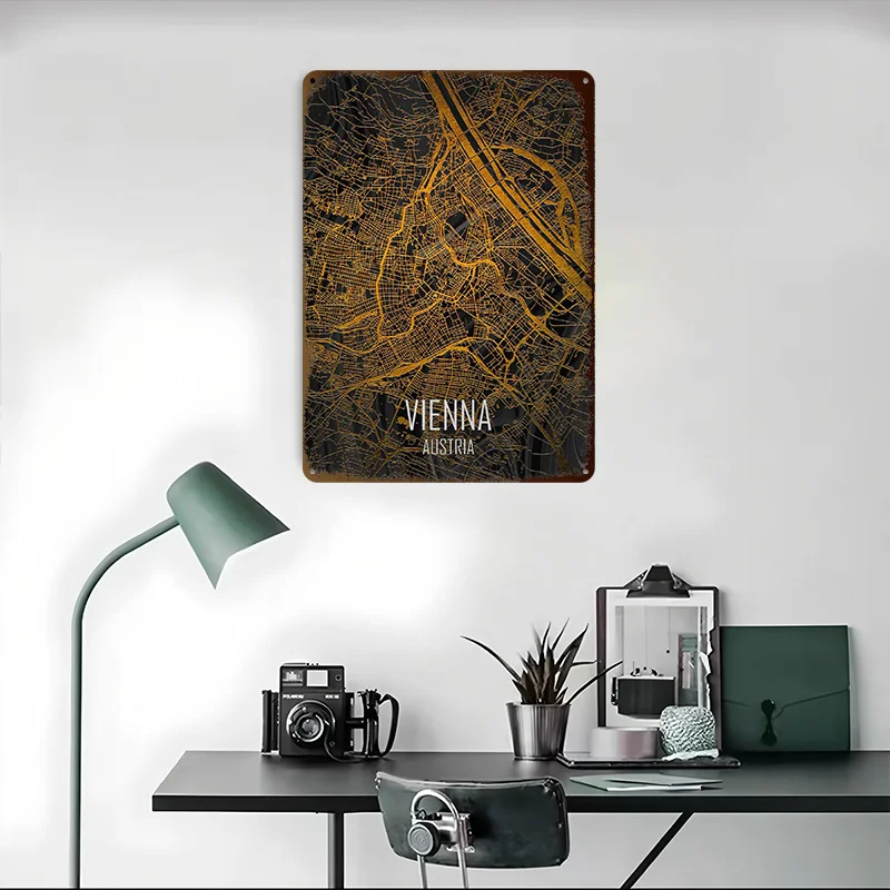 فيينا النمسا مطبوعة ملصق تخصيص جدار الفن ريترو خمر معدن القصدير علامات للمنزل غرفة رجل الكهف القهوة بار الملحقات #4