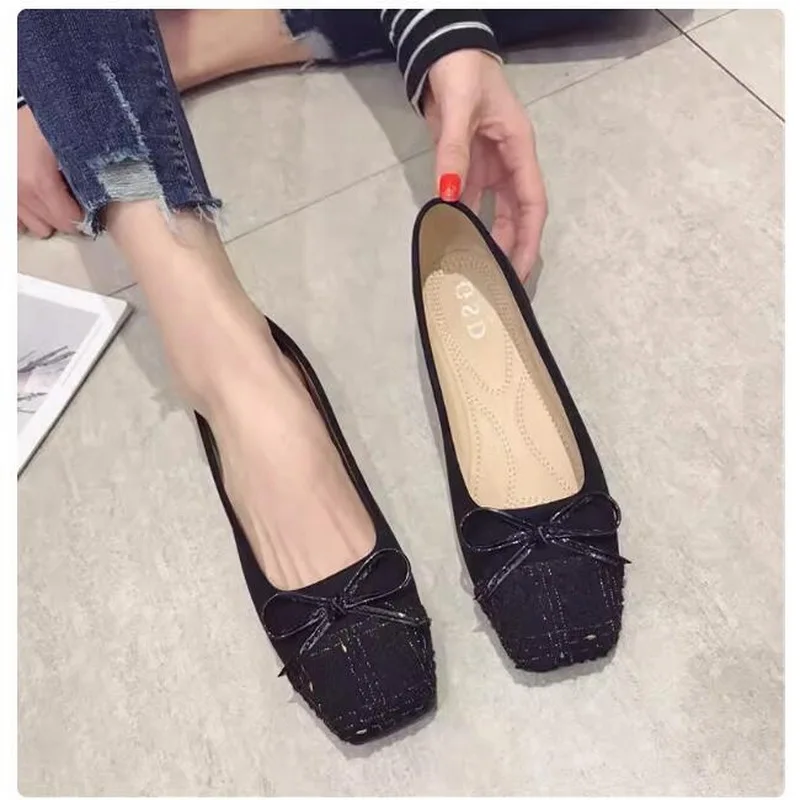 Women Flats Square Toe comfortable soft sole Black Red Extra Big Size 43 44 45 46 Plus Small Size 31 32 33 Lady Flat Shoes Casua