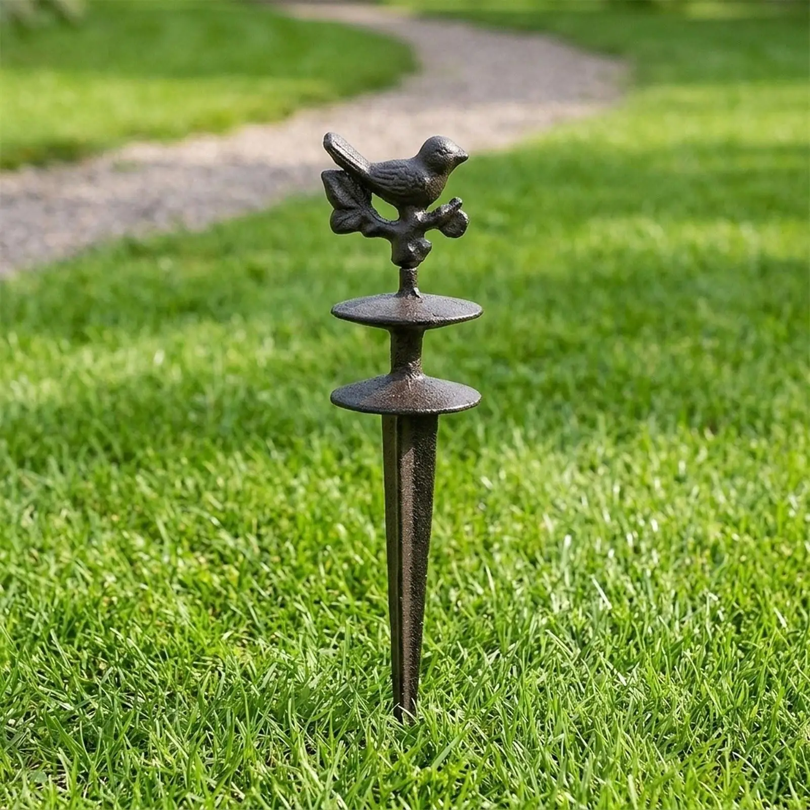Outdoor Iron Garden Hose Guide Stake Rustproof Sculpture Lawn Ornament for Flower Bed Holder