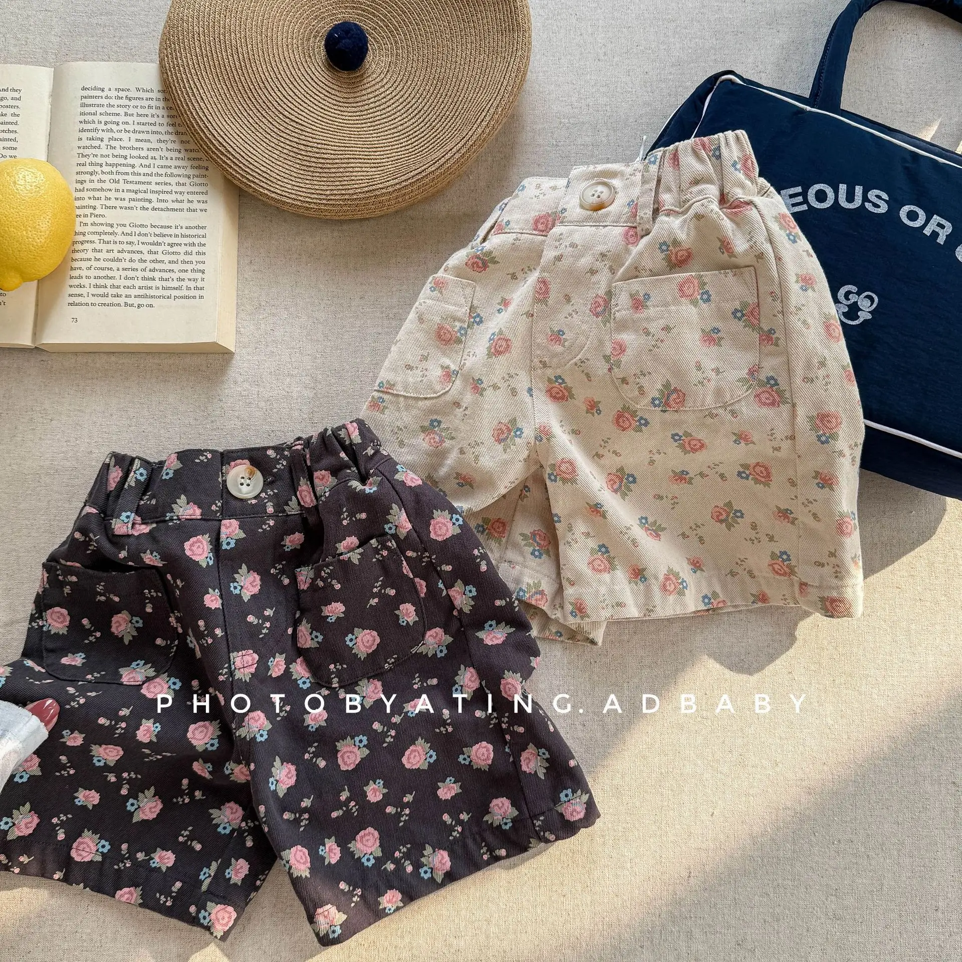 

Новинка лета 2024, детские хлопковые шорты, шорты с цветочным принтом для девочек, детские повседневные штаны, детские штаны с цветочным принтом для девочек, одежда для малышей