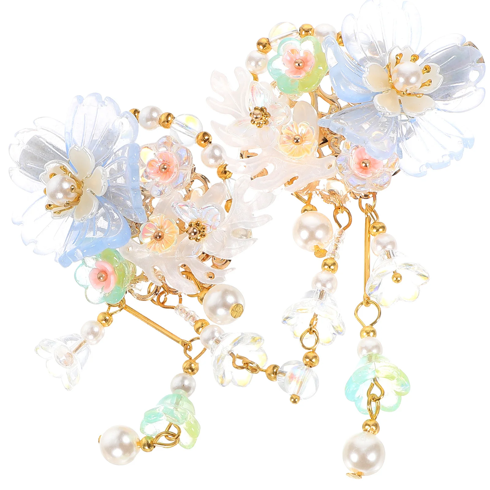 

1Pair Chinese Flower Hair Clip Hanfu Style Resin Alloy Barrettes for Women Vintage Hair Accessories Bridal Party Daily Wear