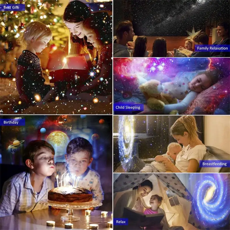 1/2/3PCS Night Light Galaxy Projector Starry Sky Projector 360° Rotate Planetarium Lamp For Kids Bedroom Valentines Gift