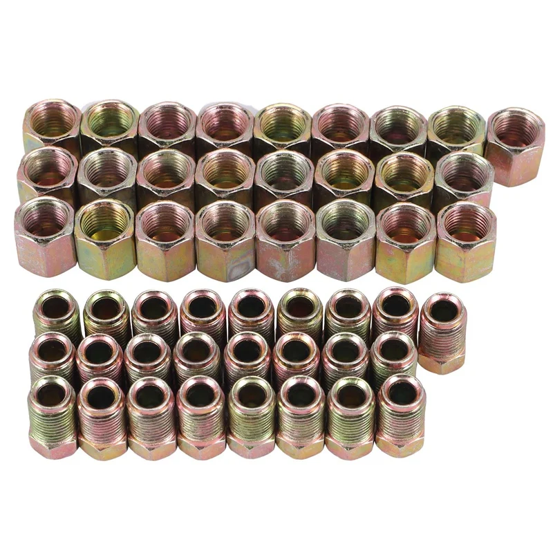 50Pcs Male / Female End Union Brake Pipe Screw Nuts M10 X 1Mm 3/16Inch OD Copper Brake Tubes Line Pipe Fittings Metric