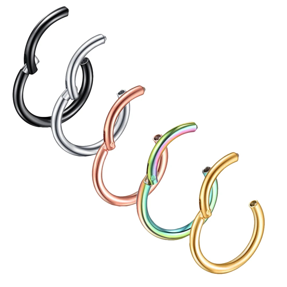 

5pcs Nose Rings for Women Stainless Steel Hoop Earrings Adjustable Piercing Jewelry Trendy Nose Decorations Safe