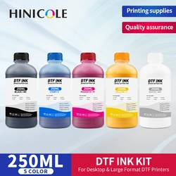 HINICOLE 250ML 5Color DTF INK For For Dirent Printer Film Heat Transfer for PET Film Hot Melt Powder Transfer Film Textile Ink