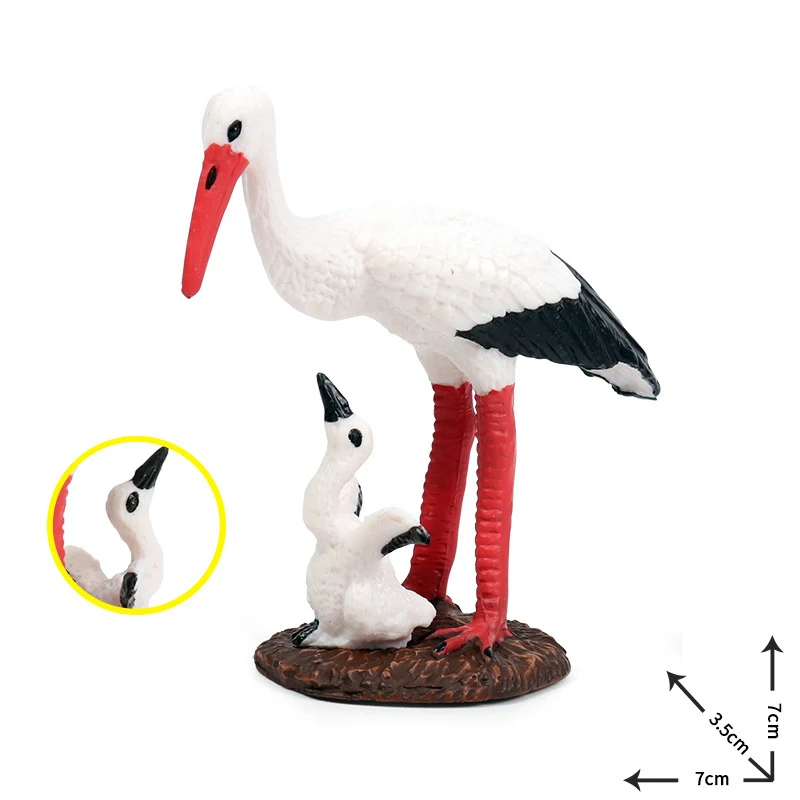 Children\'s Cognitive Education Simulation Of Wild Animal Models Bird White Storks Mother Child Red Cranes Models Toy Decorations