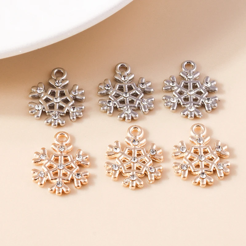 20 Stück 14 x 18 mm niedliche Legierung Weihnachten Schneeflocke Charms Anhänger für Schmuckherstellung Ohrringe Halsketten Armbänder DIY Bastelbedarf – Detail 8