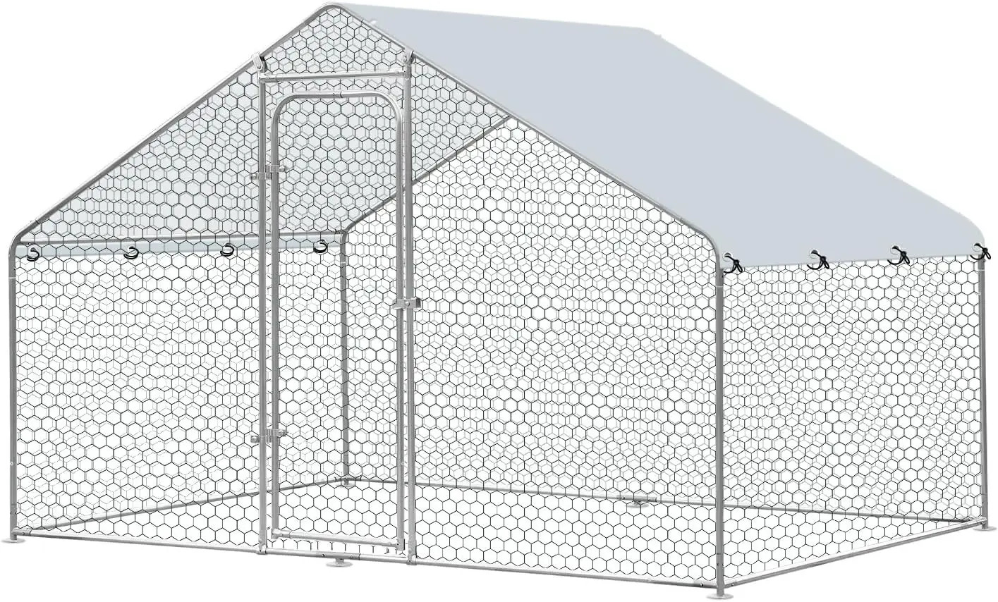 

Large Metal Chicken Coop Chicken Coop Run for 6 10 Chickens Walk in Chicken Runs for Yard with Anti UV Cover Spire Roof Hen
