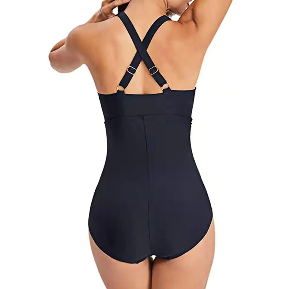 ผู้หญิงชายหาด Monokini ลึก V คอ One- Piece ชุดว่ายน้ํา Cross-สายรัดปรับ Quick-Drying ชุดว่ายน้ําเซ็กซี่ Push Up ชุดว่ายน้ํา